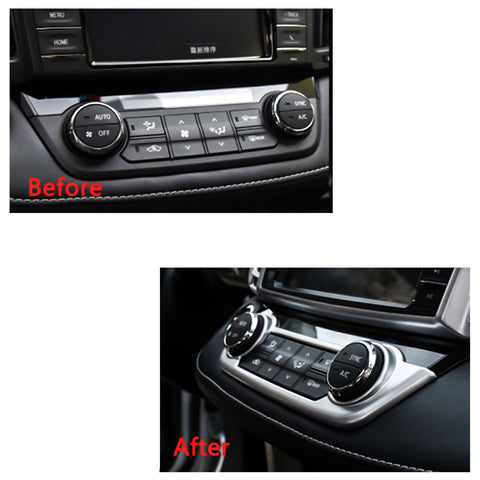 Matte Silver Dashboard AC Air Vent Cup Holder Handbrake Cover For RAV4 2013-2018