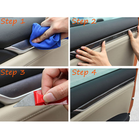 Real Carbon Fiber 3D Interior Inner Door Trim Decals Decoration For 2016 2017 2018 10th Honda Civic Sedan