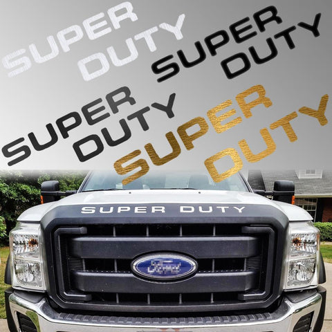 Brushed Gold \ Brushed Silver \ Matte Black \ Glossy Black \ Glossy Red Thin Vinyl Super Duty Letters Decal Stickers For Ford F-250 F-350 F-450 F-550 2008-2016 Front Grille Hood