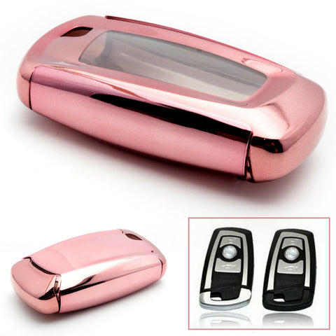 Glossy Rose Gold TPU Hard ABS Full Sealed Keyshell Cover Protect Buttons Fit BMW 1 3 5 7 Series X3 X5