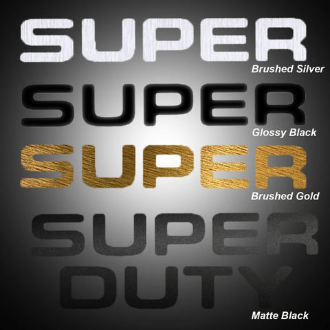 Brushed Gold \ Brushed Silver \ Matte Black \ Glossy Black \ Glossy Red Thin Vinyl Super Duty Letters Decal Stickers For Ford F-250 F-350 F-450 F-550 2008-2016 Front Grille Hood