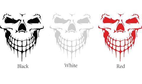 Auto Front Hood Vinyl Graphic Sticker - Truck Trailer Boat Door Window Decal - 1pcs Black/ White/ Red Skull Shape