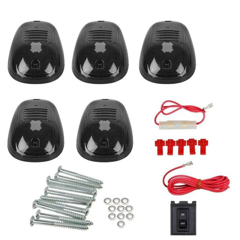 Cab Marker Light - 5 x Amber Smoked Lens LED Clearance Lamp Roof Rooftop Driving Light with Wiring Harness for Dodge RAM 1500