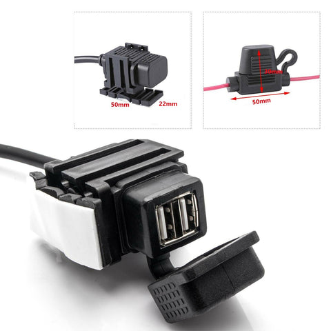 Waterproof 12V SAE to USB Phone Charger Cable Adapter Inline Fuse For Motorcycle