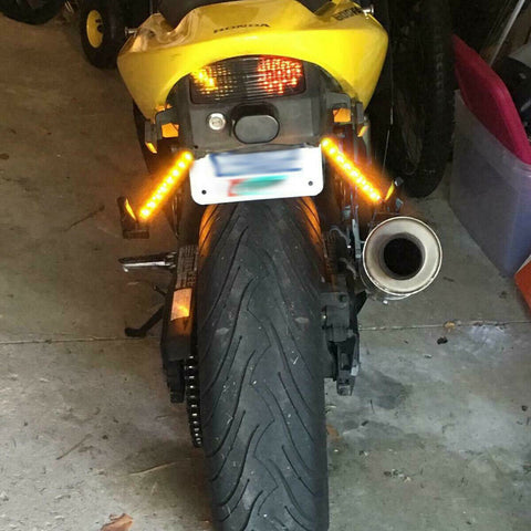 Amber Light Strips Bar LED Tail Light License Brake Turn Signals ATV Motorcycle