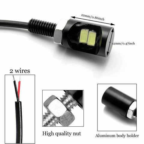 White 5730 2-SMD Bolt-On LED License Plate Screw Rear Light Bulbs for Motorcycle