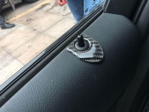 4X Shield Style Carbon Fiber Door Lock Pin Knob Decor Stickers For BMW 1 3 5 7 Series X3 X5 X6