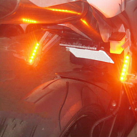 Amber Light Strips Bar LED Tail Light License Brake Turn Signals ATV Motorcycle