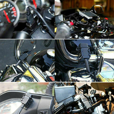 Waterproof 12V SAE to USB Phone Charger Cable Adapter Inline Fuse For Motorcycle