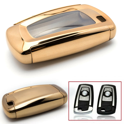 Glossy Rose Gold TPU Hard ABS Full Sealed Keyshell Cover Protect Buttons Fit BMW 1 3 5 7 Series X3 X5