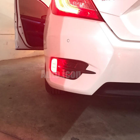2x Add-on Rear Bumper Marker Reflector Red LED Lights For 2016-18 Honda Civic Sedan