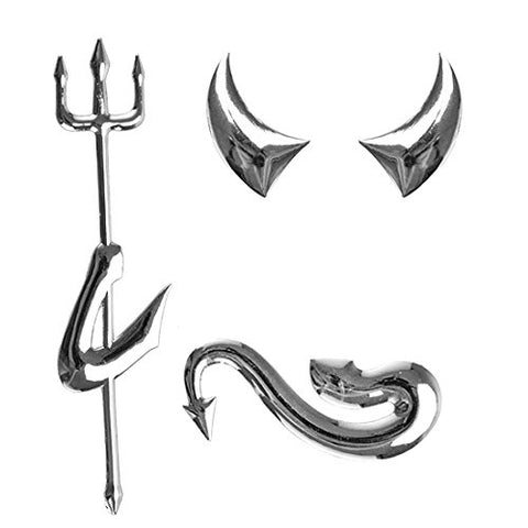 1pc x 3D Silver Chrome Devil Demon Sticker Decal Auto Car Emblem Decal Decoration