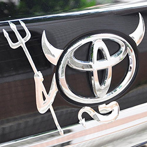 1pc x 3D Silver Chrome Devil Demon Sticker Decal Auto Car Emblem Decal Decoration