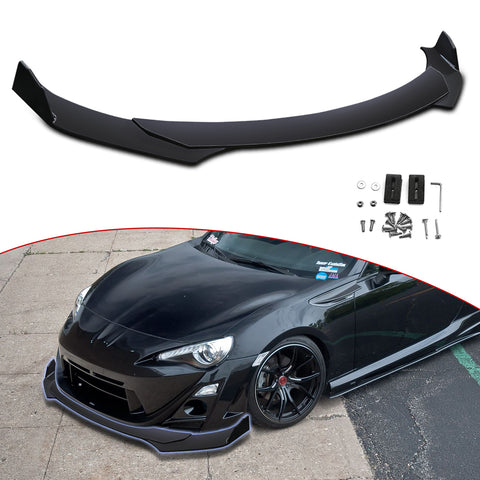 Front Bumper Lip Chin Spoiler Splitter Diffuser Protector Guard Gloss Black 3pcs Universal Fit For Most Cars Auto Front Trim Body Kit