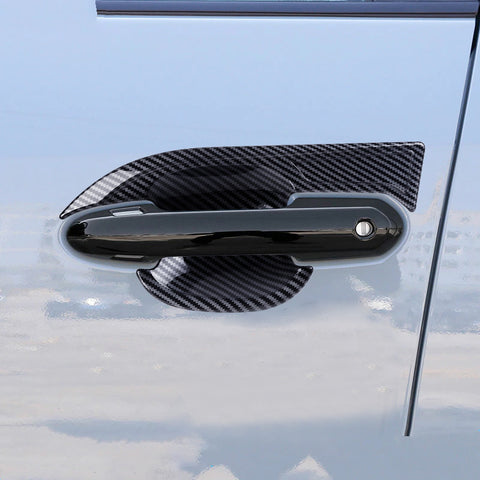 Set Carbon Fiber Style Exterior Side Mirror Stripe Door Handle Bowl Cover Door Handle Cover Gas Tank Cap Accessories Cover Trim Combo Kit, Compatible with Toyota Rav4 2019-2024