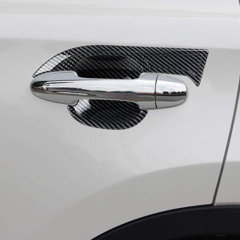 4pcs Exterior Door Handle Bowl Cover Trim For Toyota RAV4 2019-2024, Carbon Fiber Pattern
