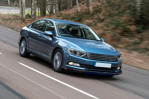 Xotic Tech Front Bumper Lip Chin Spoiler Splitter Diffuser Protector Guard Body Kit Compatible with Honda Accord Civic, Volkswagen MK5 MK6 MK7,Kia Optima,Mitsubishi Lancer, Black w/Blue 4pcs