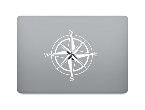 Car Decoration, 6" Nautical Compass Sticker Decal for Car Trunk Hood Door Window, Black/ White