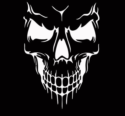 Auto Front Hood Vinyl Graphic Sticker - Truck Trailer Boat Door Window Decal - 1pcs Black/ White/ Red Skull Shape