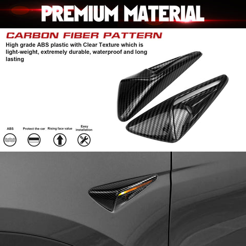 Turn Signal Side Camera Full Protection Cover HW2.0-3.0 Compatible with Tesla Model 3/Y/S/X (Non HW4.0 Version) 2Pcs Side Marker Indicator Cap Decoration Accessories