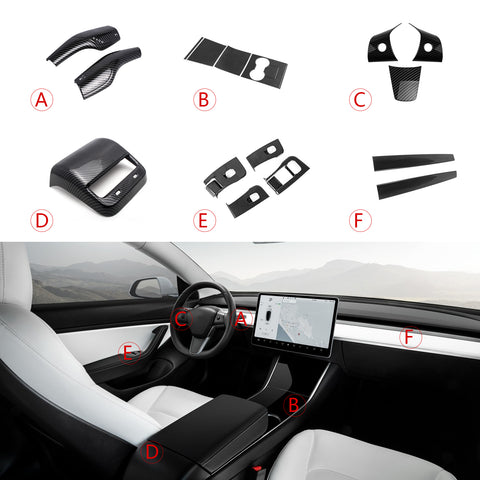 Carbon Fiber ABS Center Console Window Switch Rear Air Vent Cover For Model 3 Y