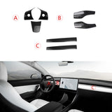 Carbon Fiber ABS Console Paddle Shifter Steering Wheel Trim For Tesla Model 3 2017-2023 & Model Y 2020-up