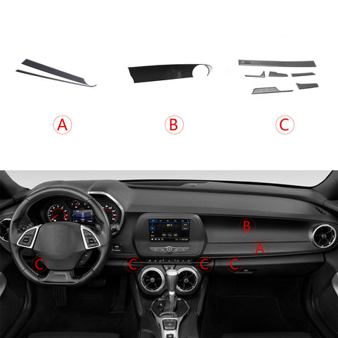 Real Carbon Fiber Console Dashboard Upper Lower Cover For Chevy Camaro 2016-2024