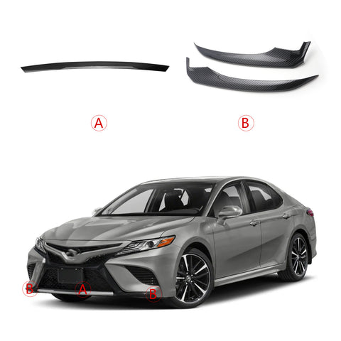 Carbon Fiber ABS Front Bumper Center + Corner Cover For Camry SE XSE 2018-2020