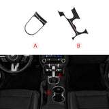 Carbon Fiber w/Tri Color Console Gear Shift Panel Cover For Ford Mustang 2015+