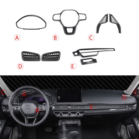 Carbon Fiber ABS Steering Wheel Pillar Speaker Frame Cover For Honda Civic 22-up