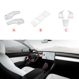 White Console Wrap Steering Wheel Paddle Shifter Cover for Tesla Model 3 Y 2017-2020