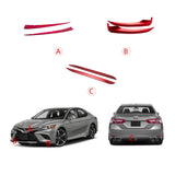 Glossy Red Front Corner Grille Insert + Rear Bumper Lip Cover For Camry SE/XSE