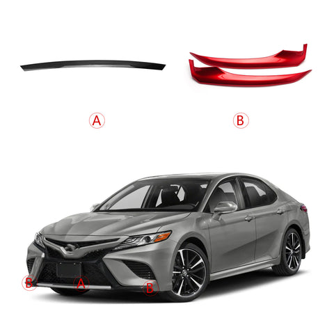 Front Bumper Lip Corner + Center Overlay Trim For Toyota Camry SE XSE 2018-2020