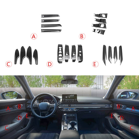 Carbon Fiber Style Door Window Switch Armrest Panel Decor For Honda Civic 22-up