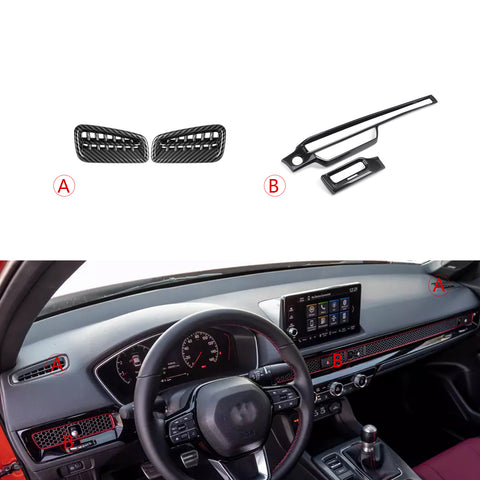 Carbon Fiber Style Dashboard Side AC Air Outlet Cover For Honda Civic 2022-up