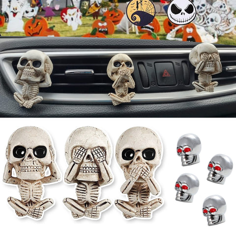 Skull Car Air Fresheners Vent Clips for Halloween Car Interior Decorations