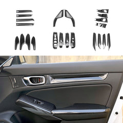 Carbon Fiber Look Door Side Window Switch Panel Cover For Honda Civic 2022-23