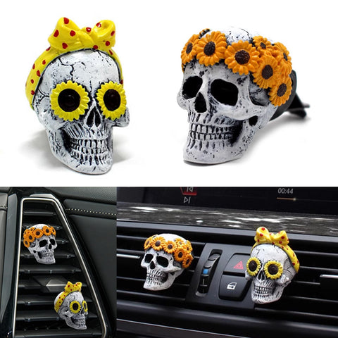 Skull Car Air Fresheners Vent Clips for Halloween Car Interior Decorations