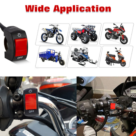 x xotic tech Motorcycle Handlebar Switch ATV Light Toggle Switch w/On Off Push Button For U5 U7 U2 Motorcycles Scooter UTV Electromobile Motorbike(7/8inch 22mm)