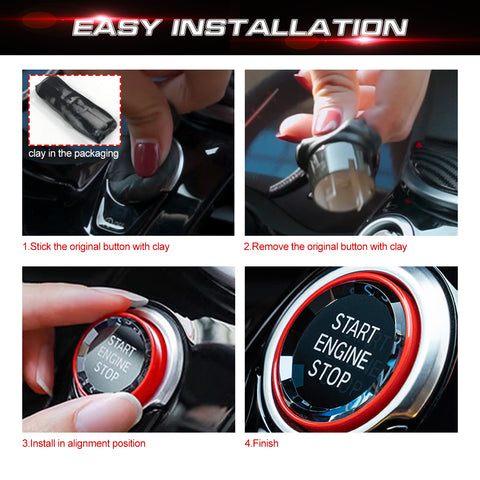 Red Engine Start Switch Push Button Crystal Cover For BMW 3 5 Series X1 X3 X5 X6