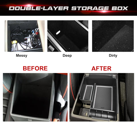 For Kia Forte 2019-2023 Armrest Secondary Storage Box Organizer w/ Antislip Mat