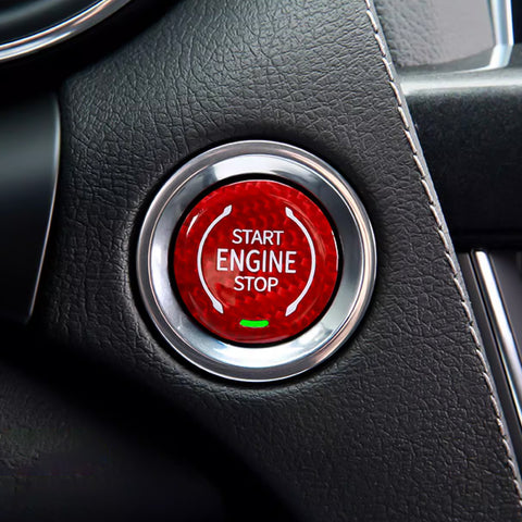 x xotic tech Real Carbon Fiber Push Start Button Trim, Engine Start Stop Button Ignition Button Cover Compatible with Cadillac XT4 2019+ XT6 CT5 2020+ or Corvette C8 2020 2021 2022 2023 2024 2025