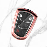 Pink Soft TPU Remote Control Smart Key Fob Cover Compatible with Cadillac ATS 2013-2019, CT6 2016-2020, XT5 2017-2021, XT4 2018-2021, Escalade 2019-2021,CTS 2014-2021, SRX XTS 2015-2021