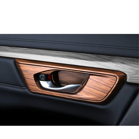Peach Wood Grain Inner Door Handle Bowl Trim Cover For Honda CR-V 2017-2022