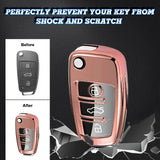 Keyless Remote Soft Key Fob Cover Case For Audi A1 A3 Q7 Q5 Q3[Black\Blue\Red\Rose Gold\Silver]