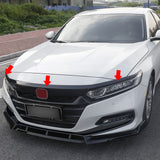 For Honda Accord 2018-20 Glossy Black Front Hood Grille Bumper Lip Decor Cover