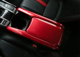 For Honda Civic 10th Gen Glossy Red Gear Shift Knob Armrest Box Cover Decor Trim