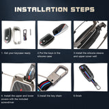 x xotic tech Heavy Zinc Alloy Key Fob Cover Compatible with BMW IX I5 X5 X6 X7 IX I7 5 7 Series 740i 760i 2023-2026, Full Protect Remote Metal Keys Holder Keychain with Carbon Fiber Pattern