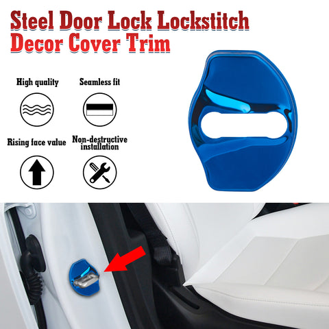 Stainless Steel Car Door Lock Buckle Decoration Trim For Tesla Model 3 2017-2024