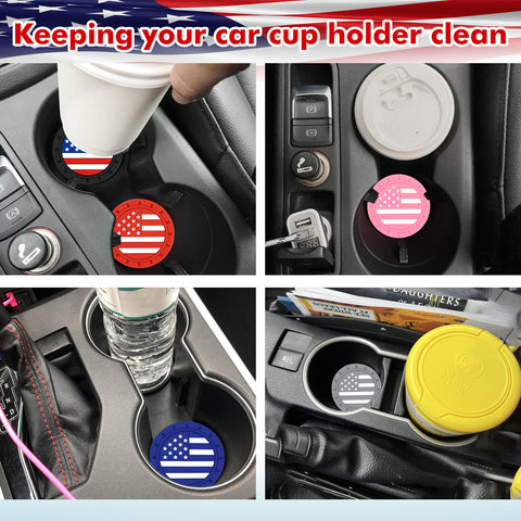 2.75 Inches USA Flag Style Anti Slip Drink Cup Holder Insert Mat Universal Fit